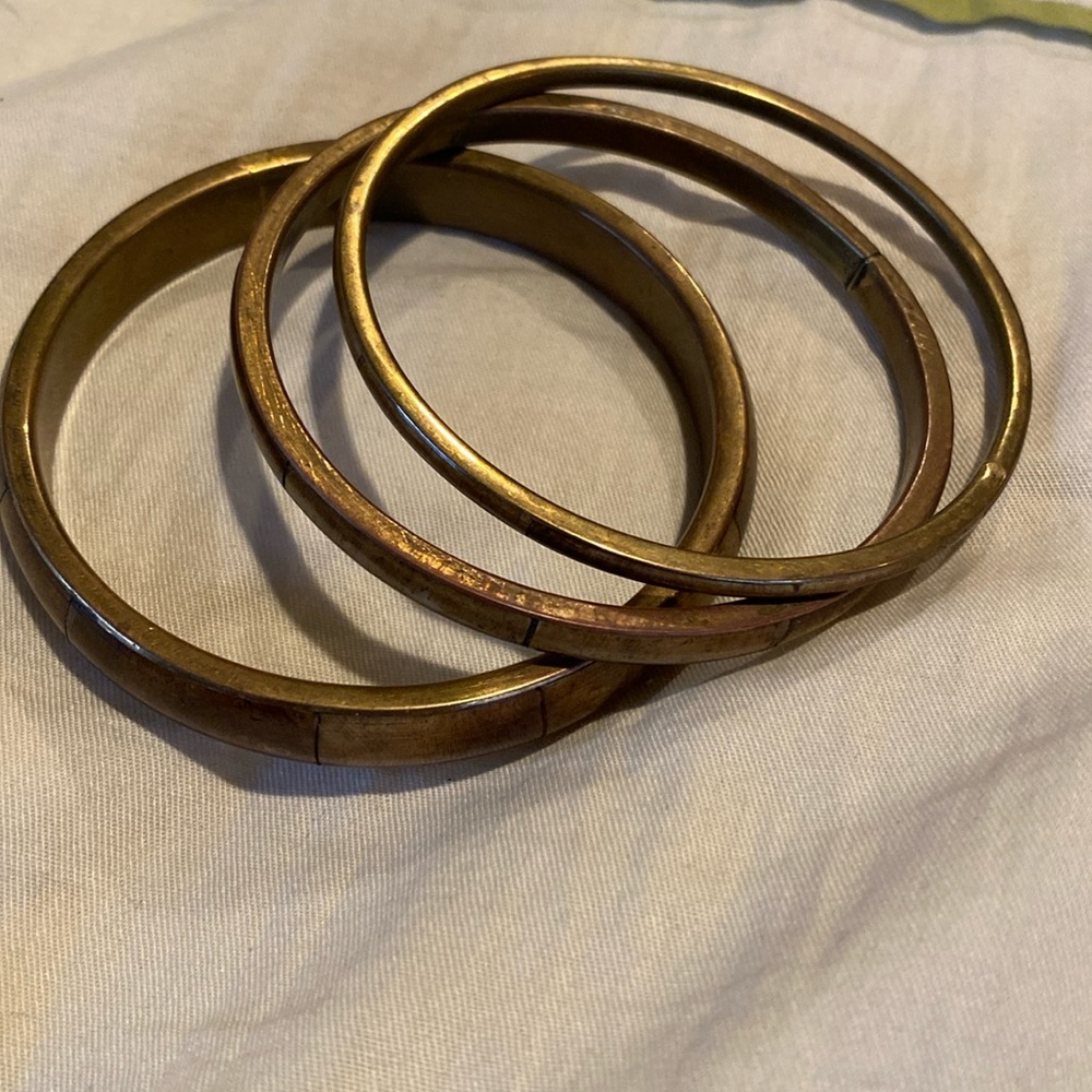 Wood look bangle bracelet set